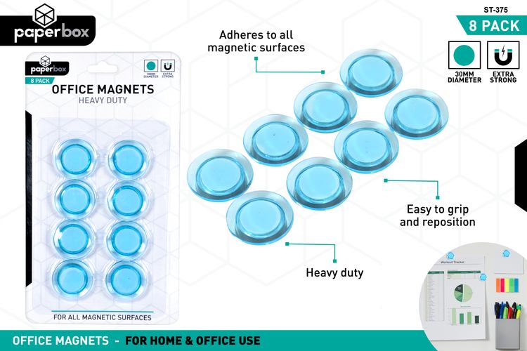 Whiteboard Magnets 30mm Extra Strong Pk8 Blue